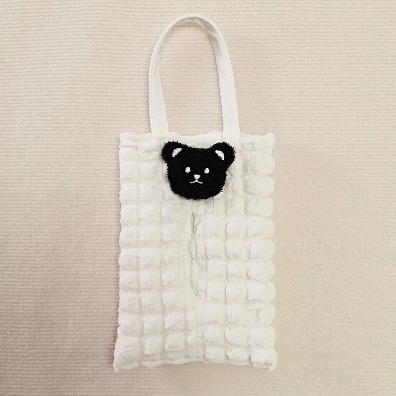 Casual Vacation Solid Color Bubble Fiber Fabric Tissue Dispenser