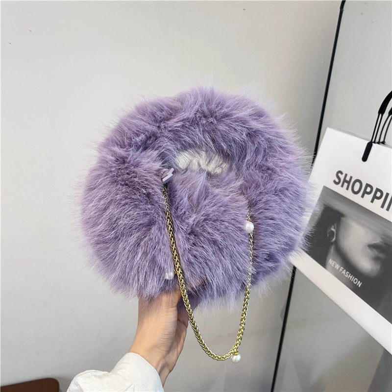 Women's Medium Plush Solid Color Classic Style Streetwear Square Zipper Crossbody Bag