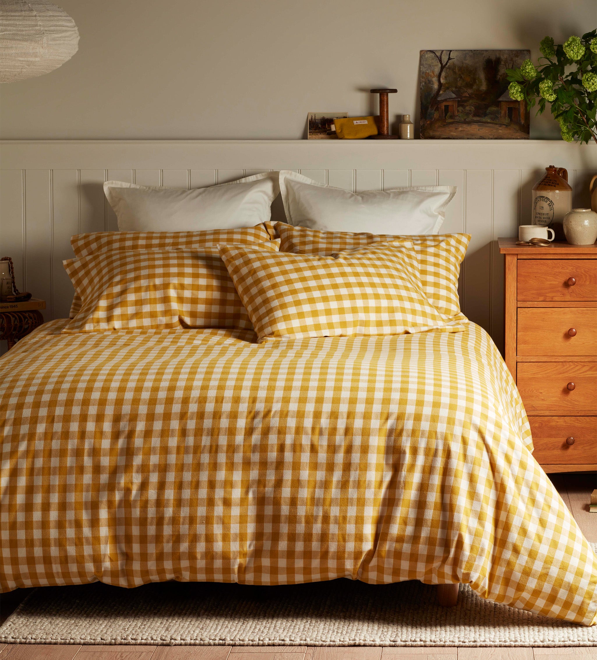 Gingham Brushed 100% Organic Cotton Duvet Cover