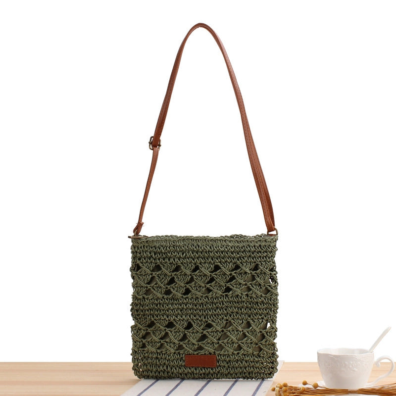 Unisex Small Paper String Solid Color Streetwear Zipper Straw Bag