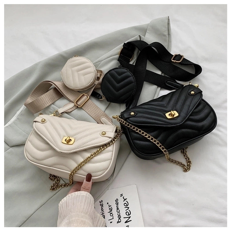 Wonmen's Small Pu Leather Solid Color Fashion Square Buckle Crossing Bag Shoulder Bag