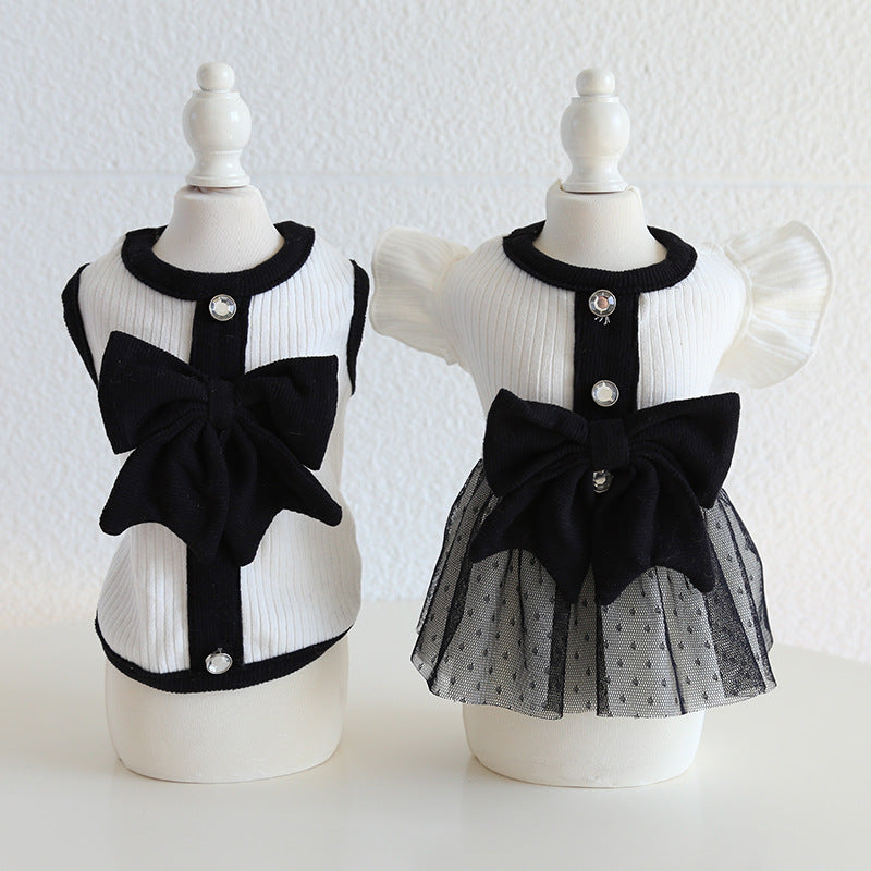 Bow Design Boy Girl Dog Cat Dress/Vest