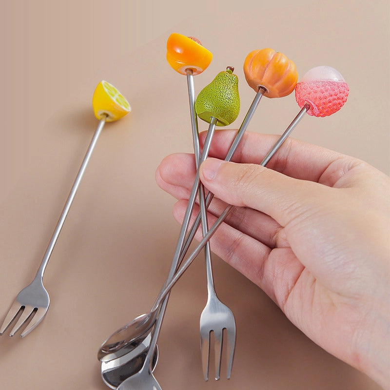 Cute Cartoon 304 Stainless Steel Fruit Fork 1 Piece
