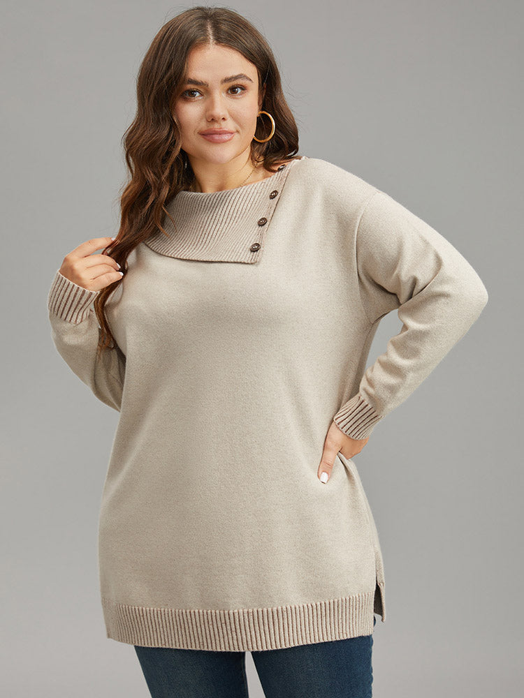 Supersoft Essentials Asymmetrical Neck Button Detail Pullover