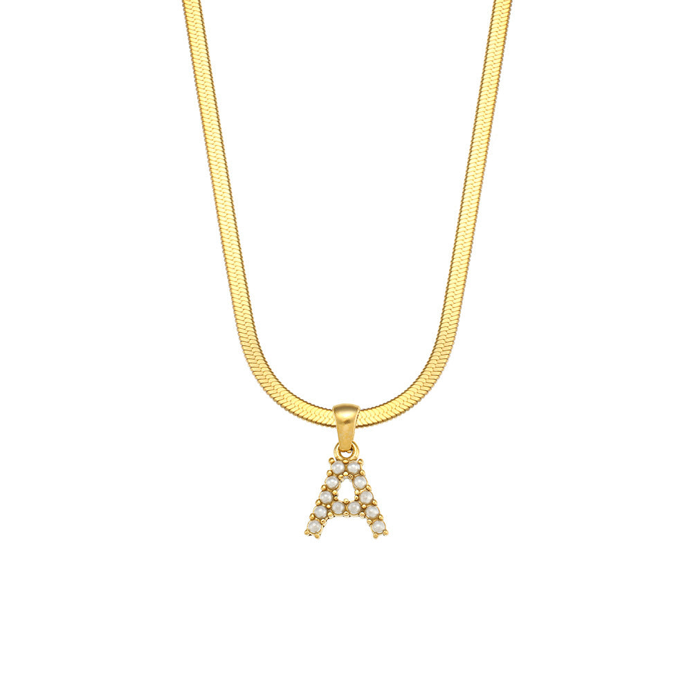 Fashion Letter Number Text Stainless Steel 18K Gold Plated Necklaces
