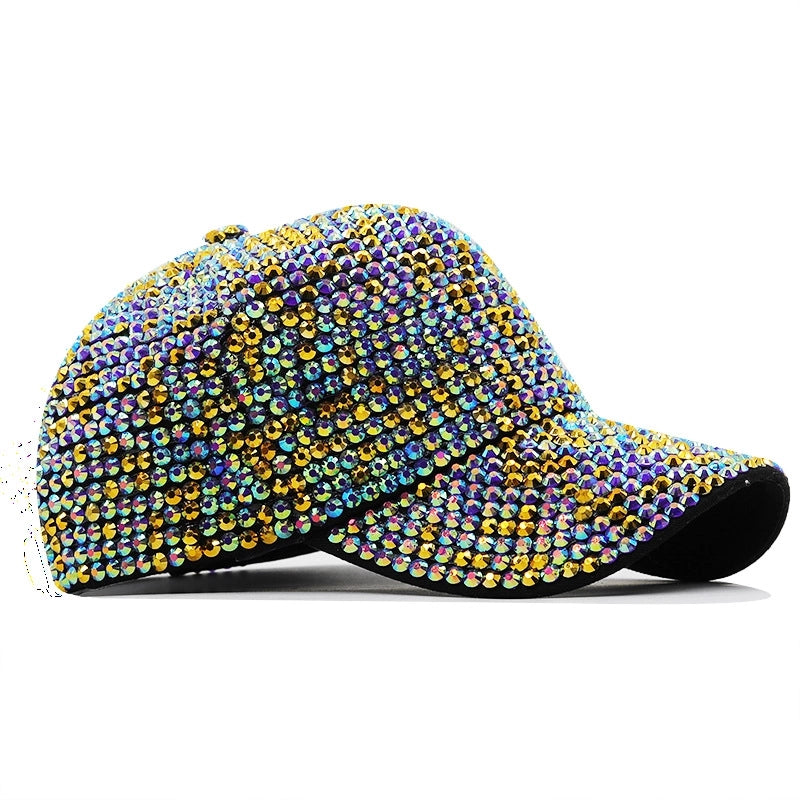 Colorful Rhinestone Decor Cap Multicolors