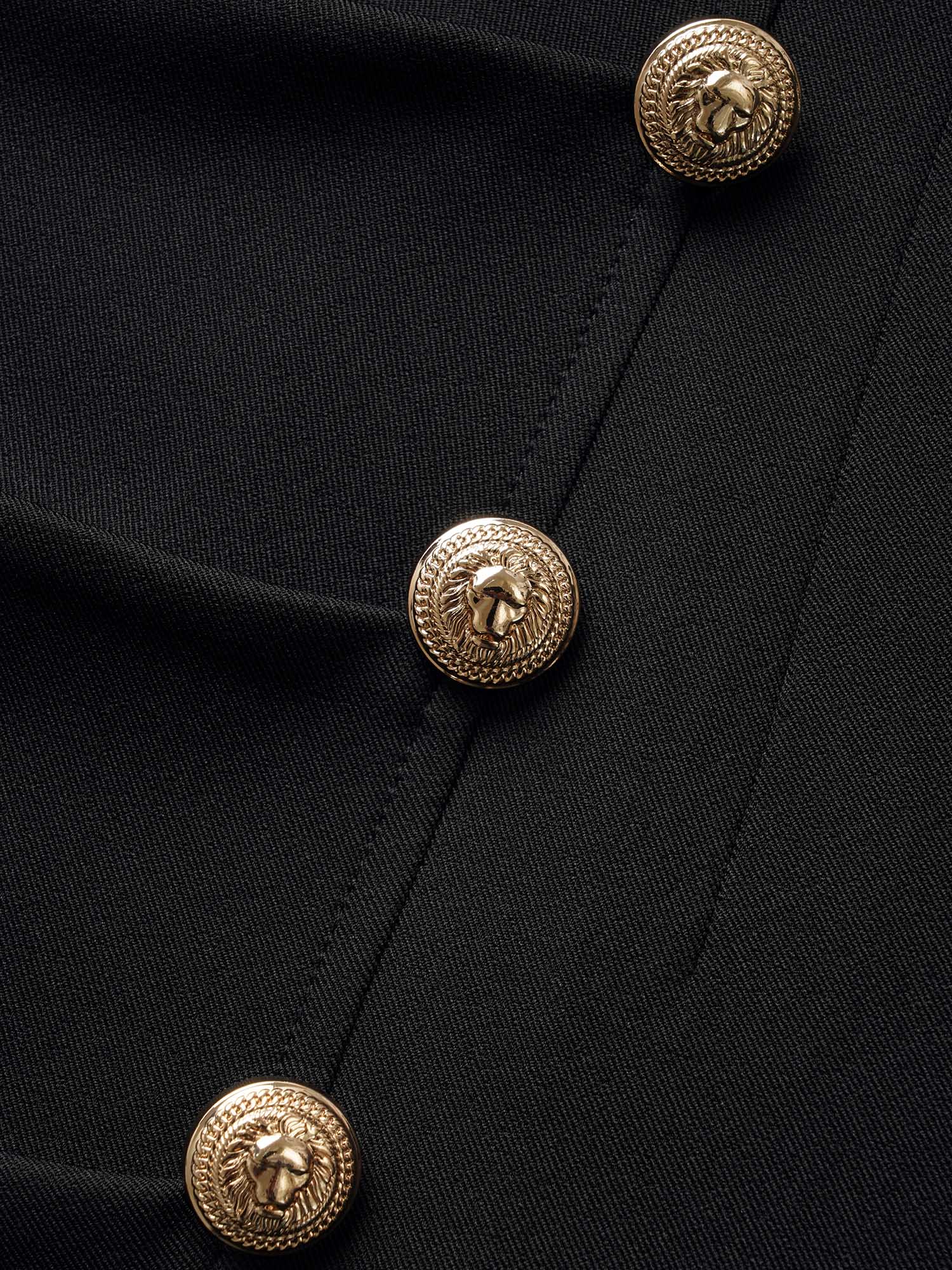 Suit Collar Metal Detail Lantern Sleeve Dress