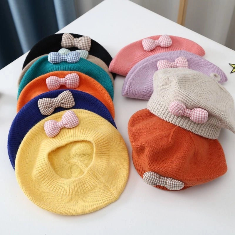 Children Unisex Cute Sweet Solid Color Beret Hat