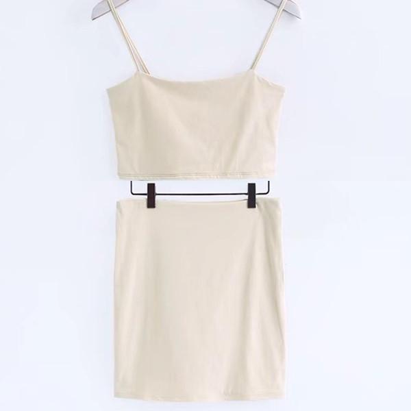 Cropped Top And Slim Mini Skirt Set