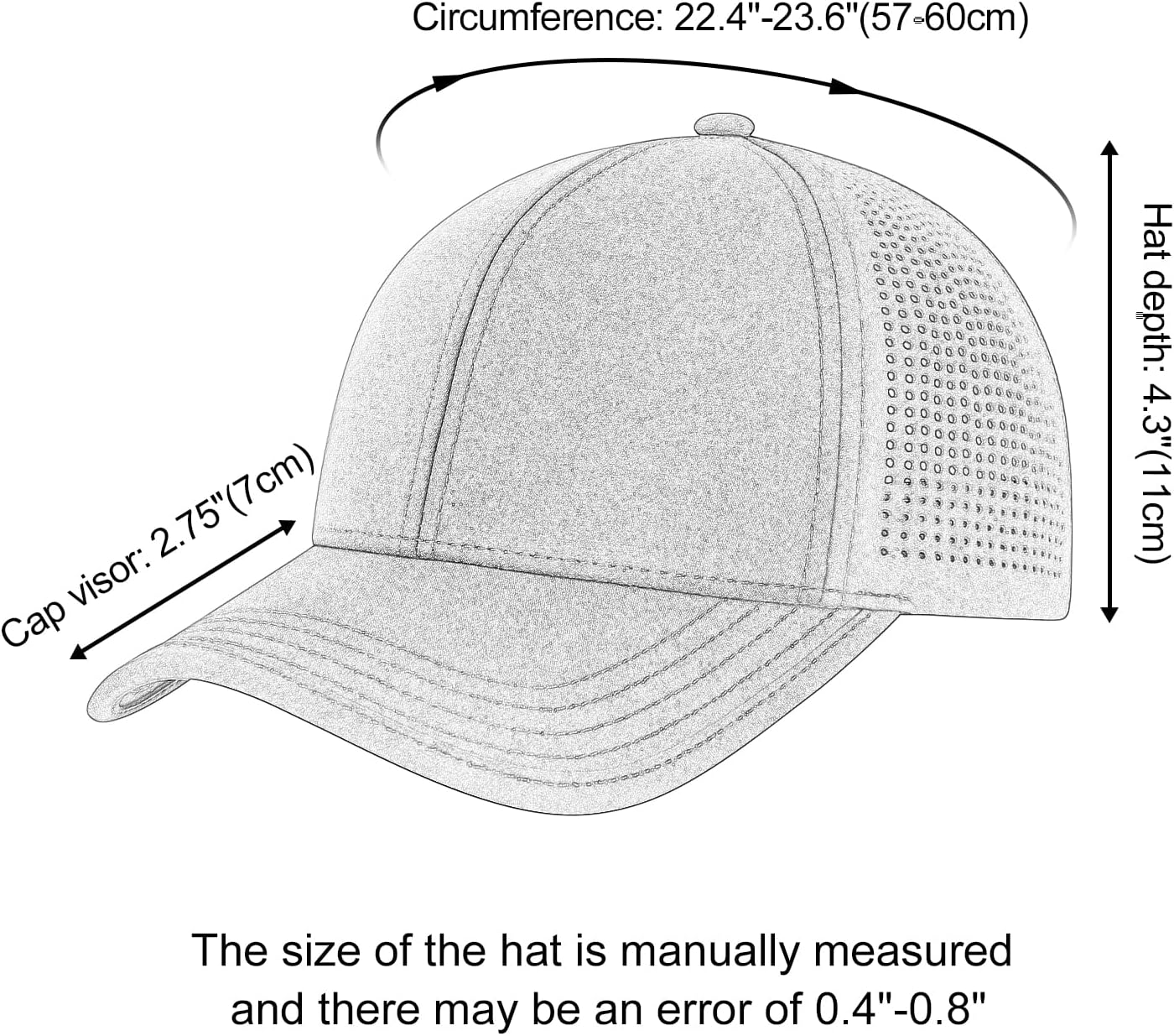 BOTVELA Men Structured Baseball Cap Side Laser Cut Vented Performance Hat for Outdoor Activities