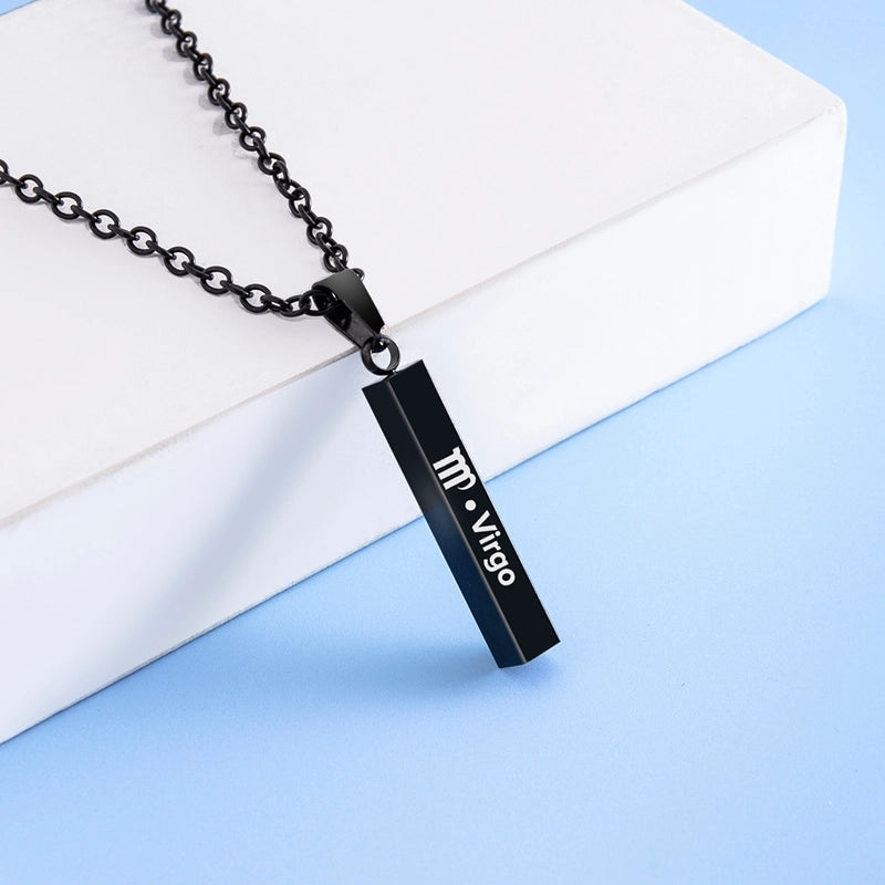 12 Constellation Stainless Steel Ing Pillar Necklace
