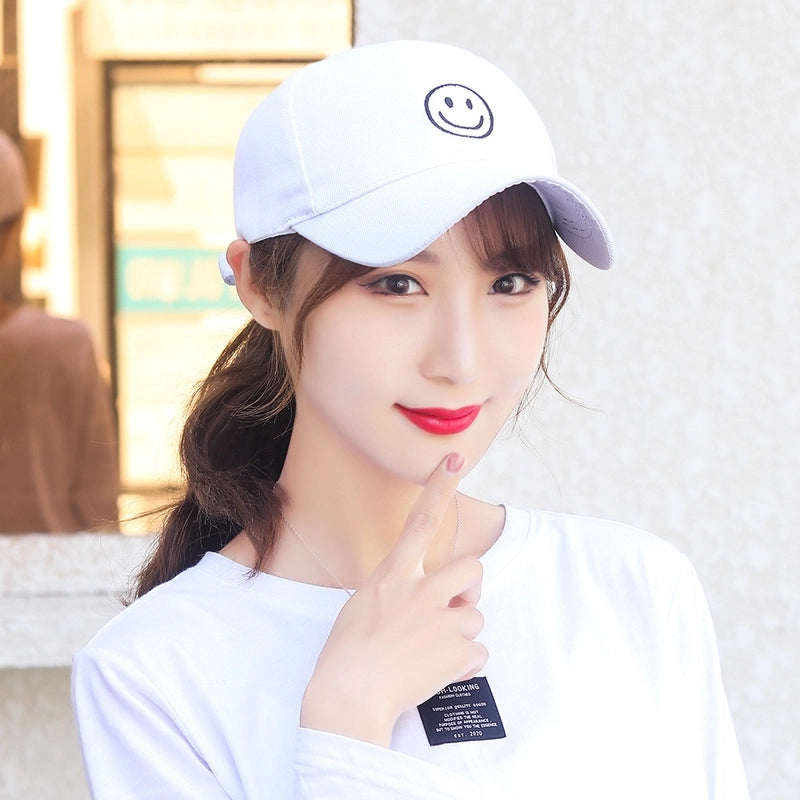 Unisex Basic Minimalist Smile Face Curved Eaves Baseball Cap
