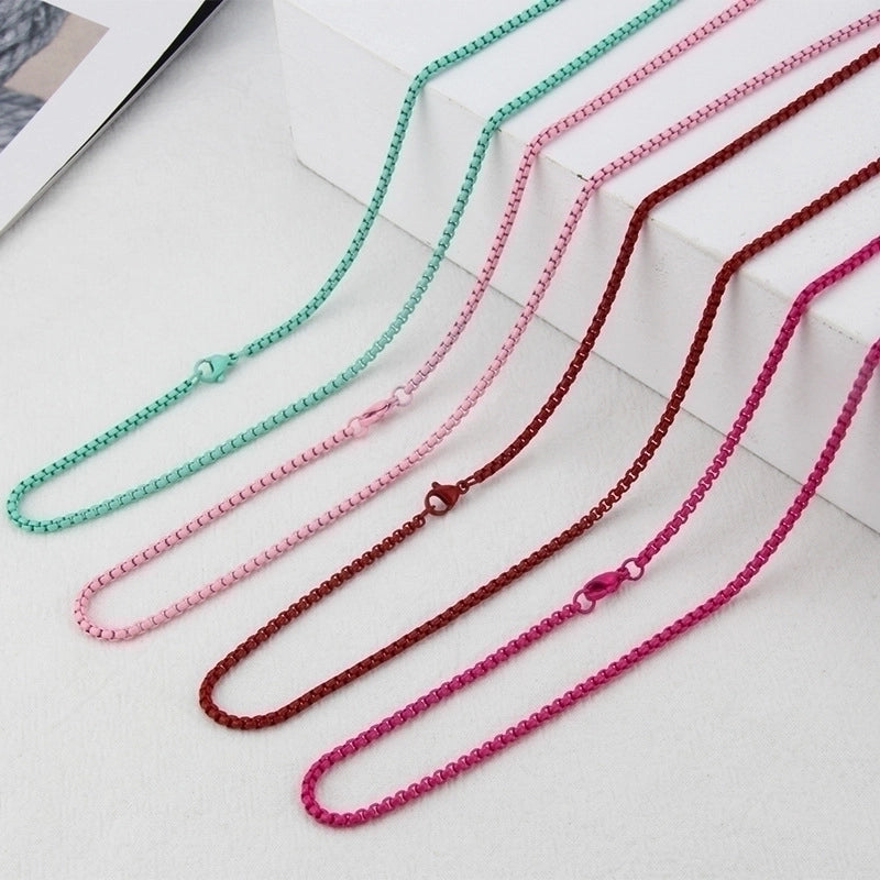 Casual Minimalist Solid Color Titanium Steel Stoving Varnish Necklace