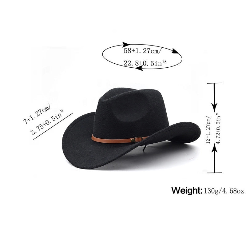 New Western Cowboy Hat Felt Hat Ethnic Style Men And Women Tibetan Tibetan Edge Hat