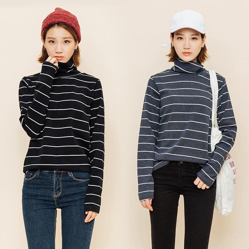 Vintage Styled Striped Turtleneck Shirt