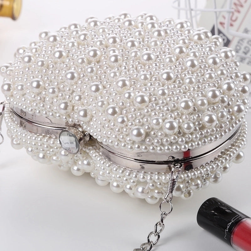 White Plastic Heart Shape Square Evening Bags