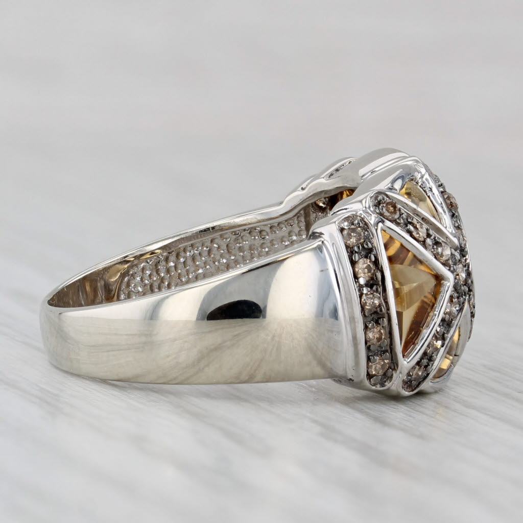 New Citrine Diamond X Ring 10k White Gold Size 8 Cocktail