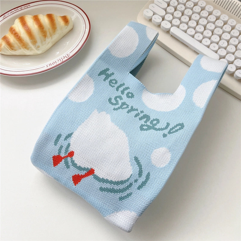 Women's Small Knit Animal Cartoon Cute Open Handbag