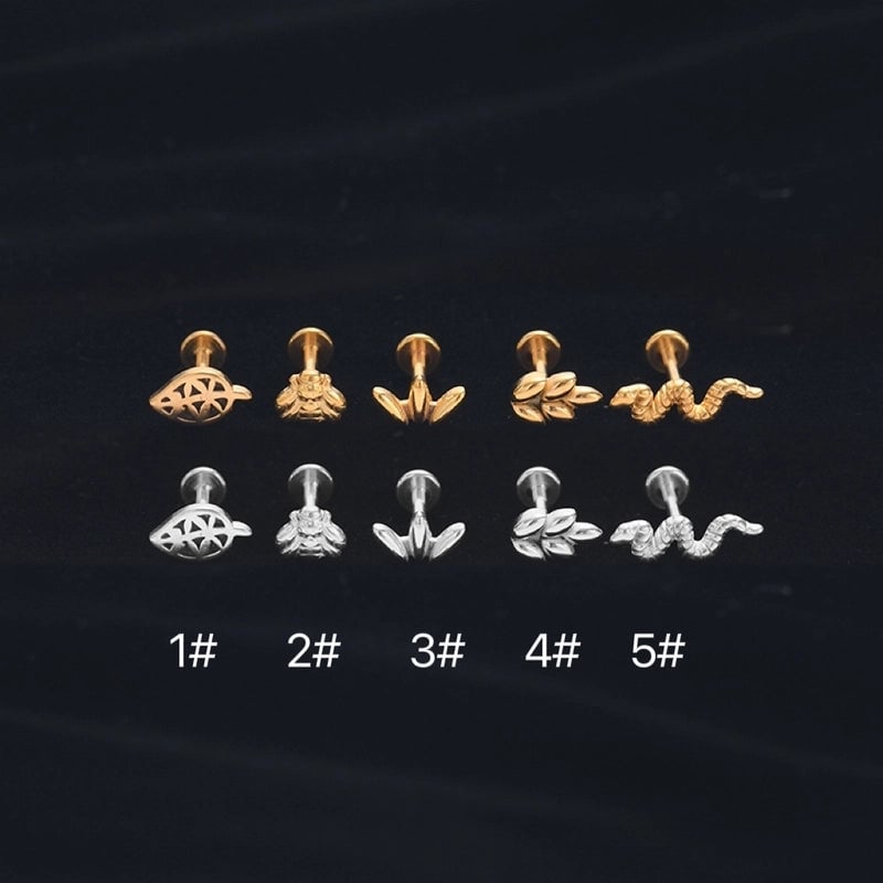 Classic Style Leaf Snake Bee Stainless Steel Plating Lip Stud