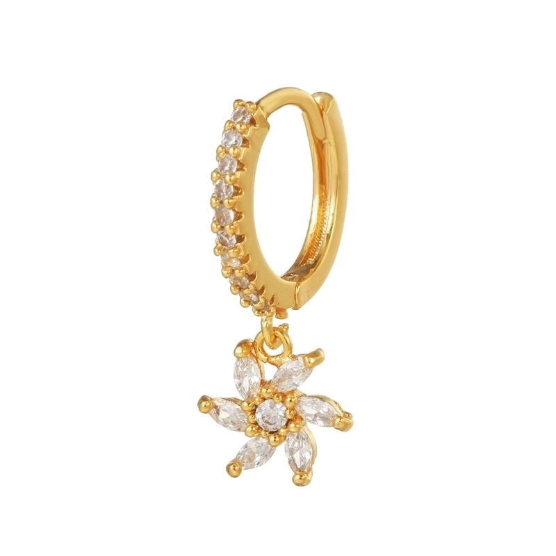 1 Piece Fashion Animal Star Moon Inlaid Zircon Copper Zircon 18K Gold Plated Earrings