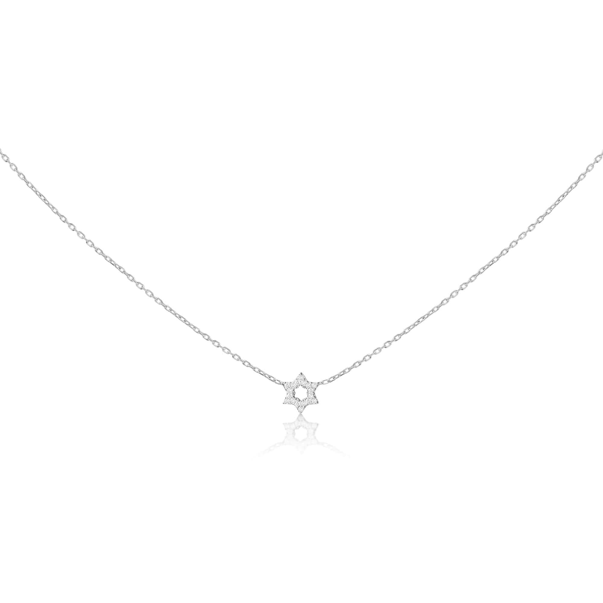 Diamond Pendant with Jewish Star of David in 14k Yellow Gold. White Gold or Rose Gold