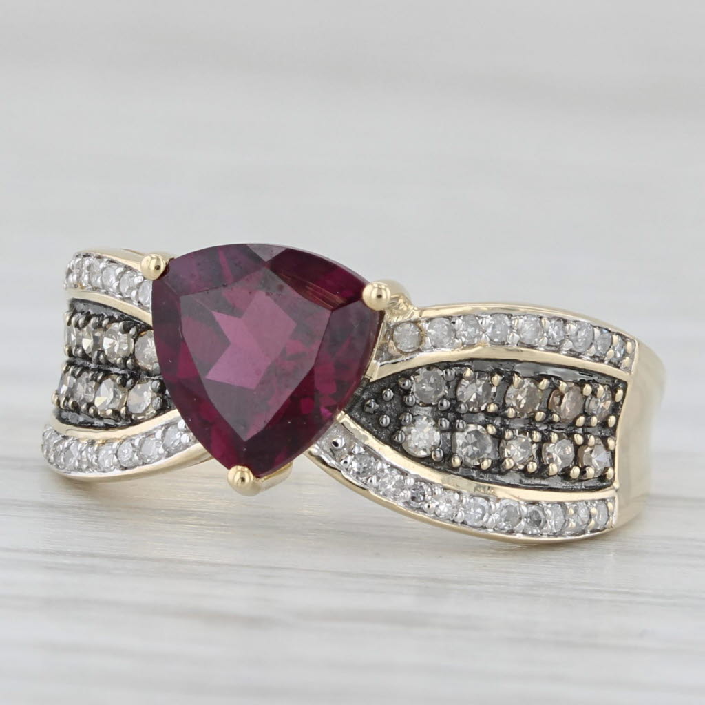 1.41ctw Rhodolite Garnet Diamond Ring 10k Yellow Gold Size 4.75