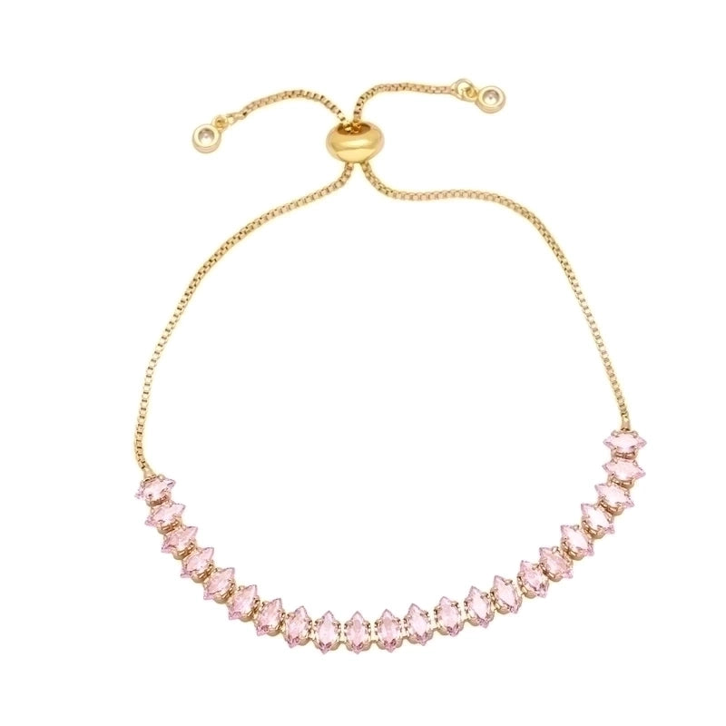 1 Piece Minimalist Leaf Copper Plating Inlay Zircon Bracelets