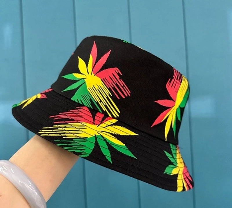Unisex Casual Minimalist Plant Printing Wide Eaves Bucket Hat