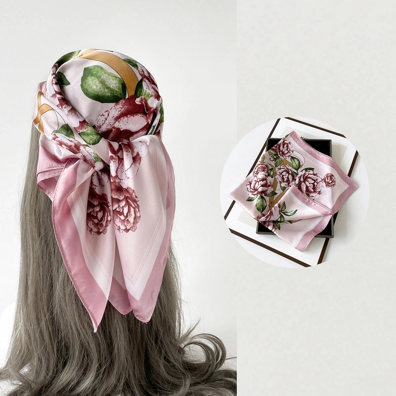 Women's Casual Hip-Hop Sports Paisley Satin Printing And Dyeing Silk Scarf