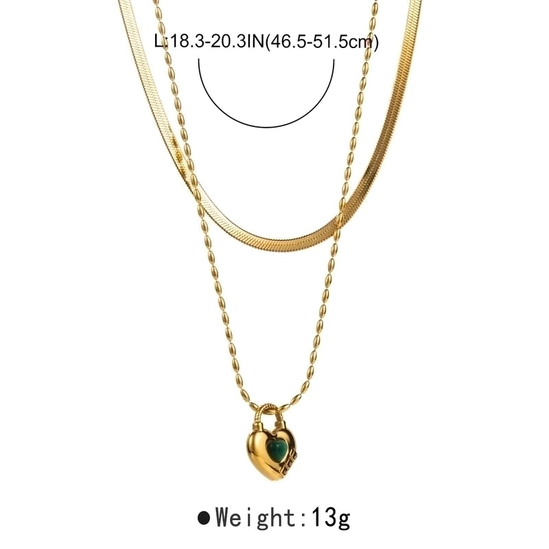 Modern Style Minimalist Solid Color 304 Stainless Steel Rhinestones Inlay Layered Necklaces