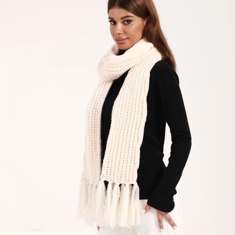 Women's Sweet Minimalist Solid Color Mohair Knitted Scarf