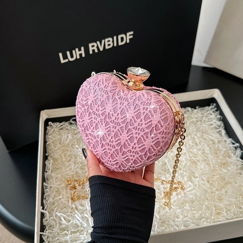 PVC Red Heart Evening Bags