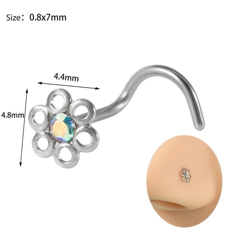 2 Pieces Nose Rings & Studs Minimalist Star 304 Stainless Steel Inlay Rhinestones