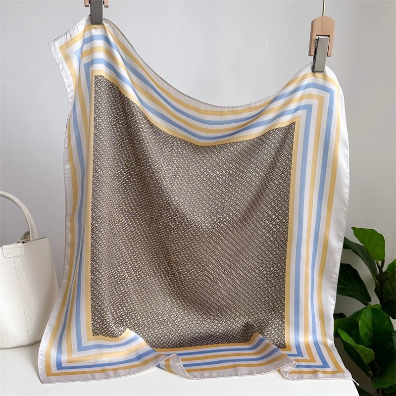 Unisex Casual Minimalist Stripe Flower Polyester Satin Printing Silk Scarf