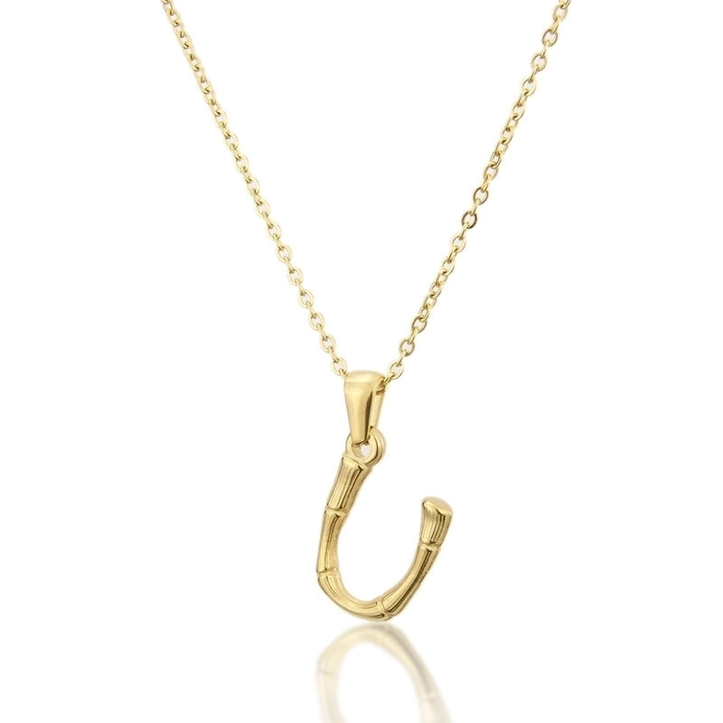 Platform New Stainless Steel Antique Slub-shaped 26 Letter Necklace Hot Gold English Titanium Steel Pendant
