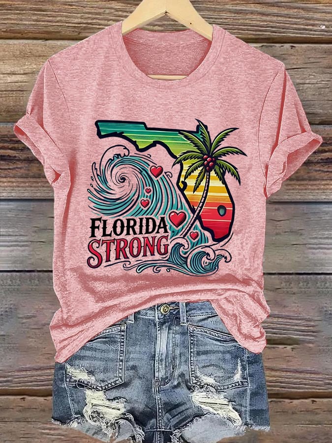 Women's Florida Strong Printed Crew Neck T-Shirt