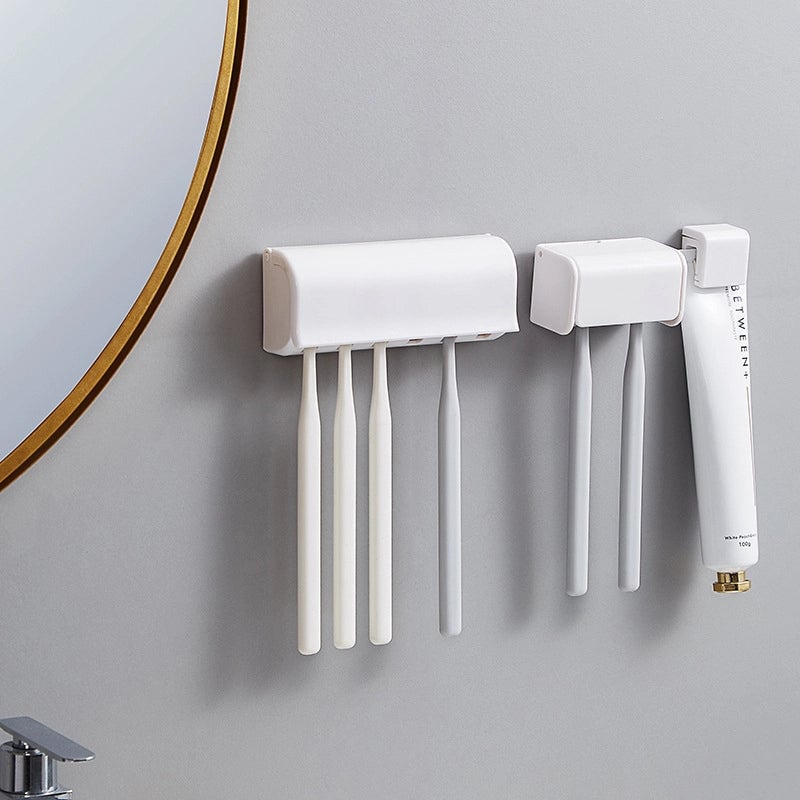 Wall-mounted Toothbrush Holder Storage Rack Punch-free Toilet Toothbrush Storage Rack Simple Wall-mounted Toothpaste Holder