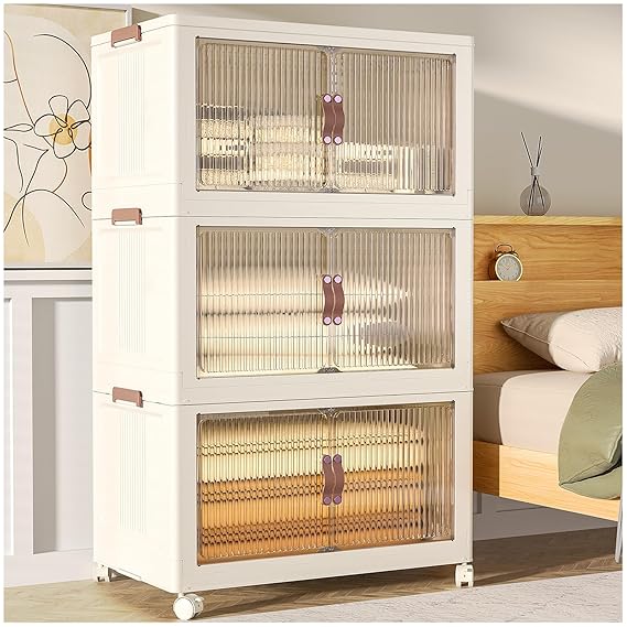 Foldable Storage Container 3 Layer. Stackable Storage Box