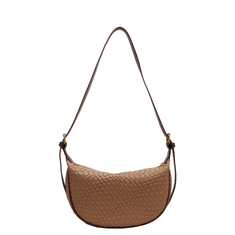Women's Medium Pu Leather Solid Color Basic Classic Style Dumpling Shape Zipper Underarm Bag