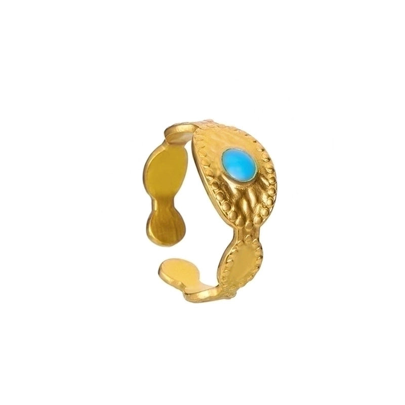 Vintage Style Color Block Stainless Steel 18K Gold Plated Plating Open Rings