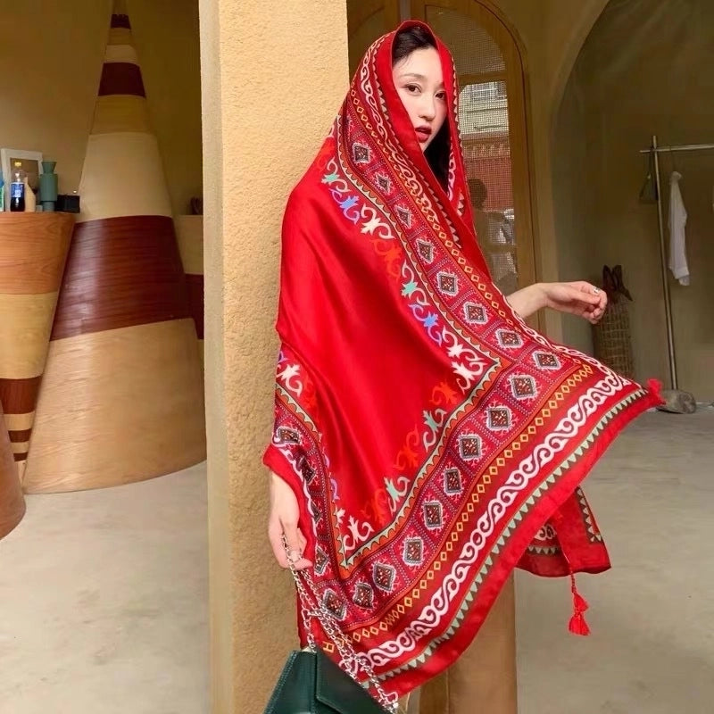 Women's Retro Vacation Geometric Cotton And Linen Scarf