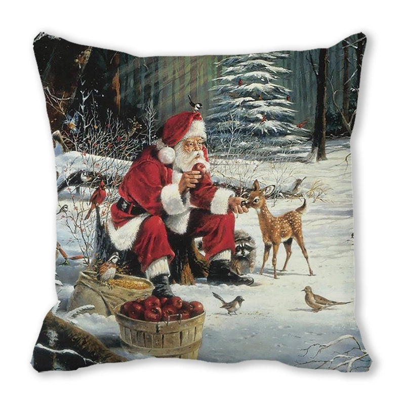 Christmas Pastoral Santa Claus Chemical Fiber Pillow Cases Couch & Sofa Decor