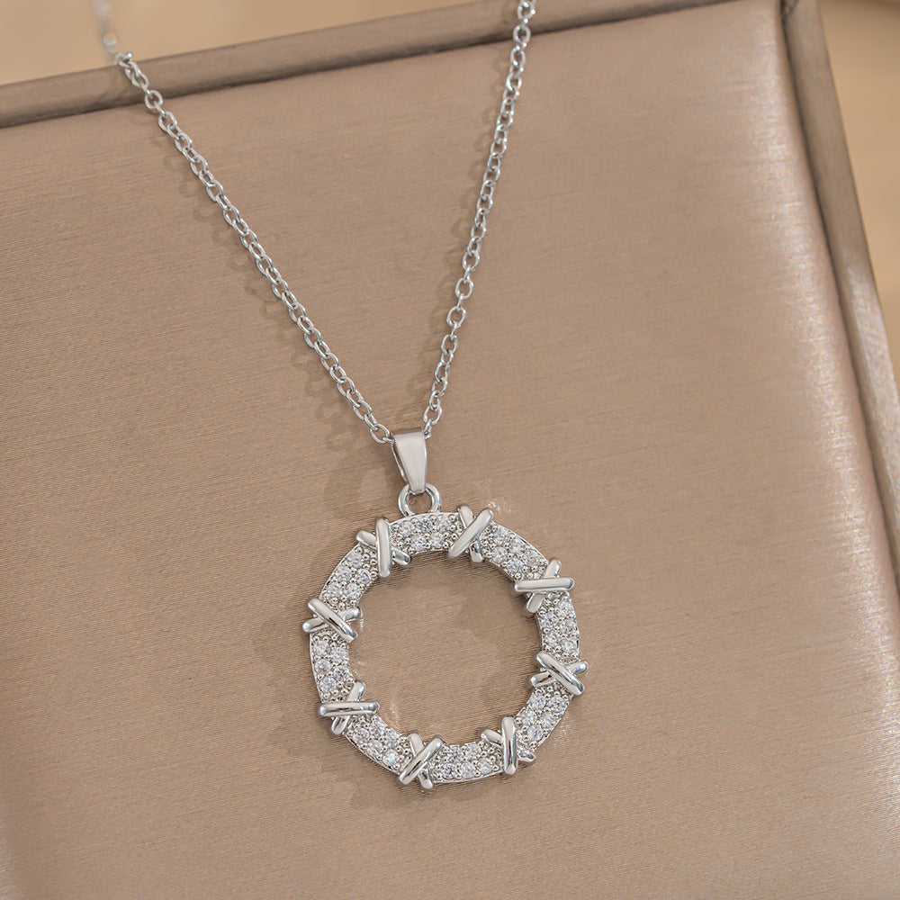 Necklace Women Trend Niche Zircon Donut Ins Style Titanium Steel Necklace