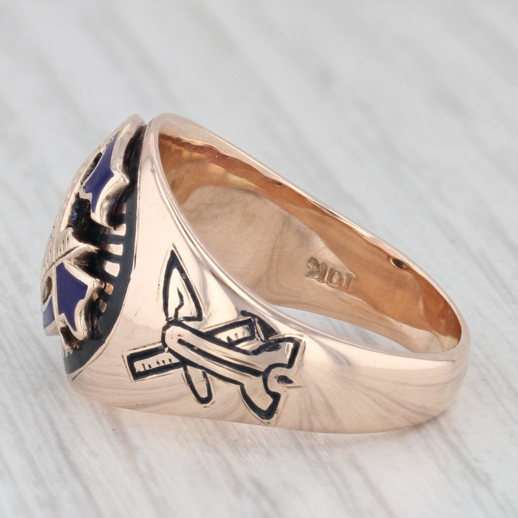 Vintage Masonic Blue Lodge Ring 10k Gold Size 8.75 Stylized Signet Cigar Band