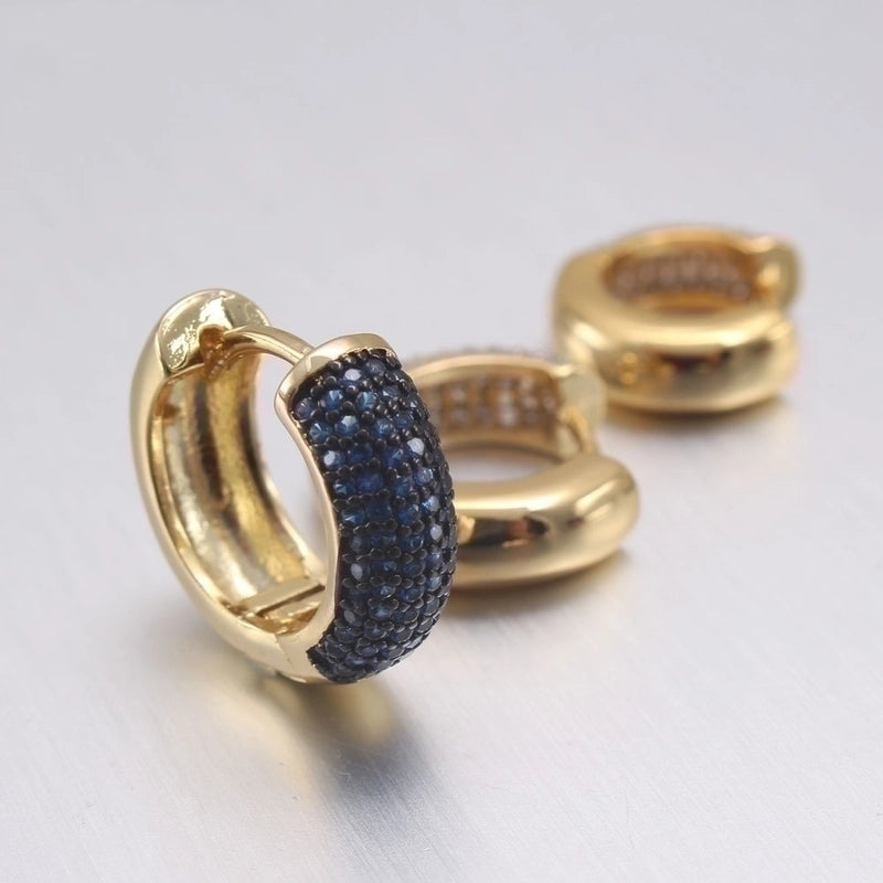 Minimalist Circle Copper Zircon 18K Gold Plated Earrings