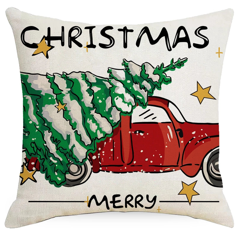 Fashion Christmas Tree Christmas Socks Letter Linen Pillow Cases