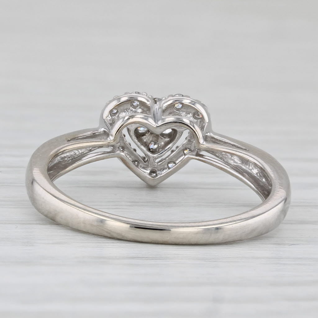 0.10ctw Diamond Heart Halo Ring 10k White Gold Size 7 Engagement