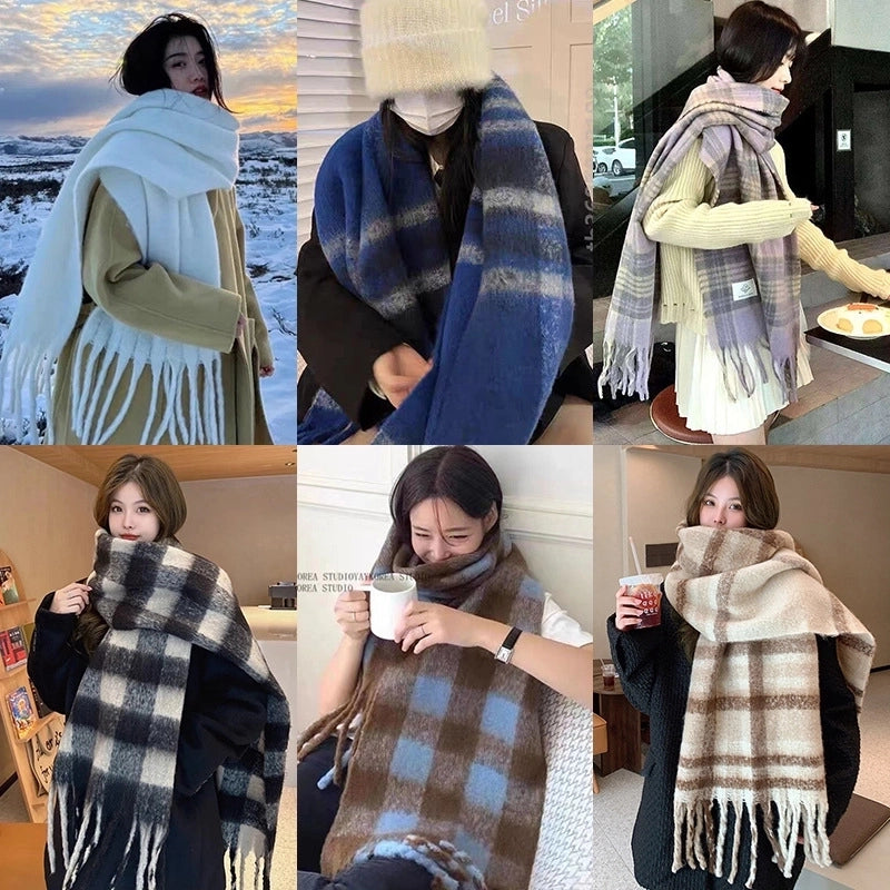 Women's Lady Minimalist Lattice Imitation Cashmere Scarf