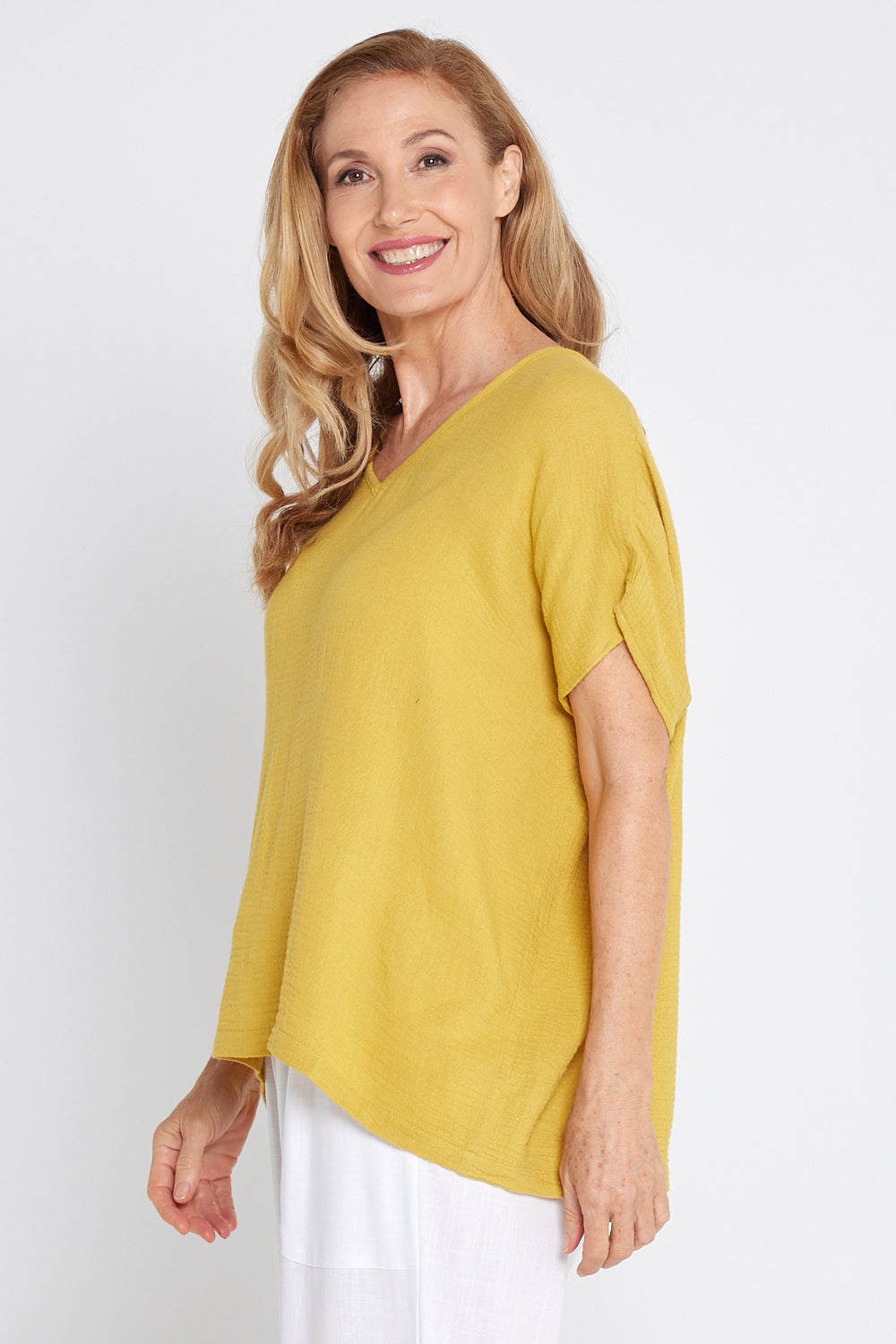 Fiji Cotton Muslin Top - Chartreuse