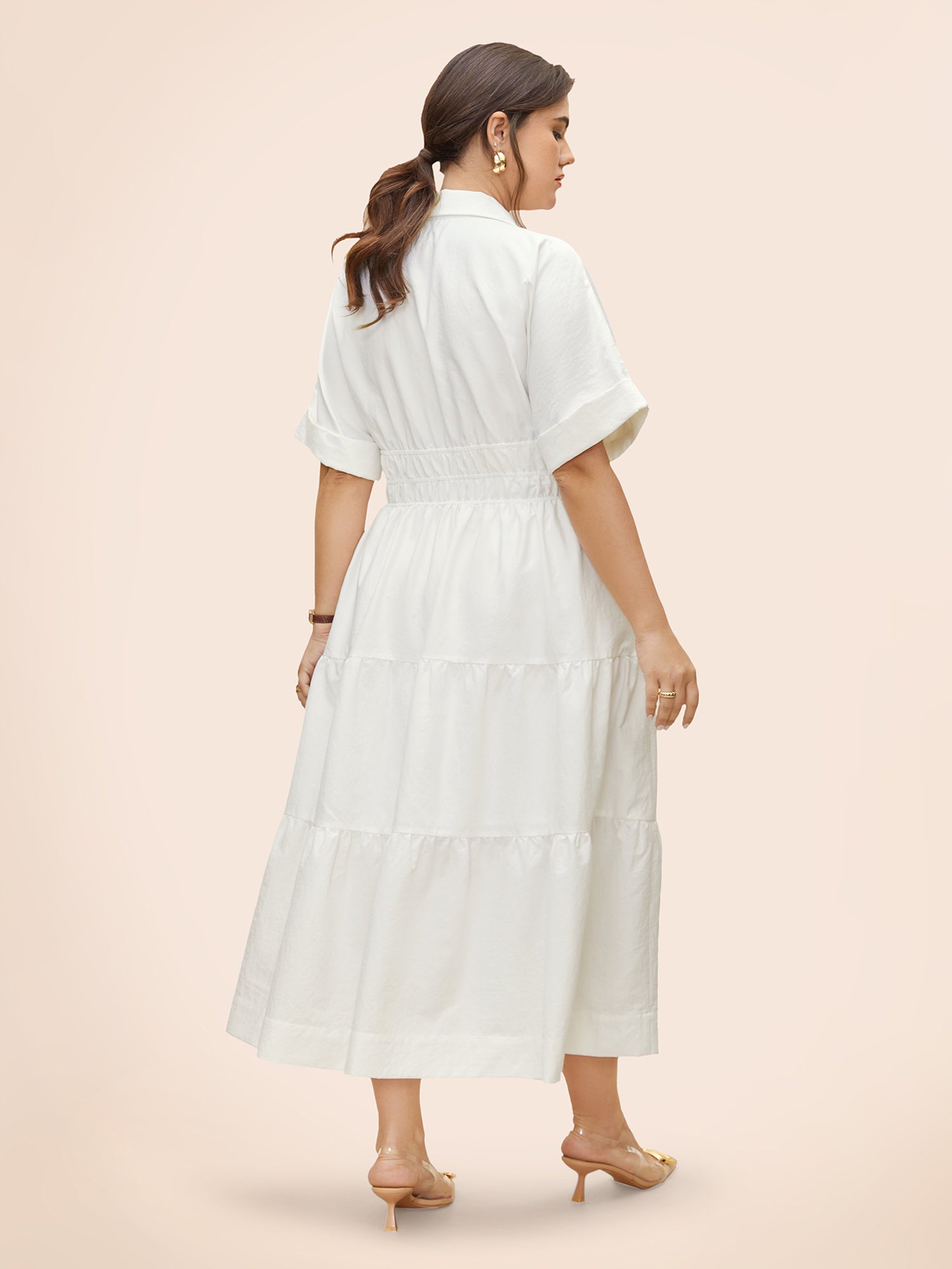 Midfield Tiered Midi Shirt Dress